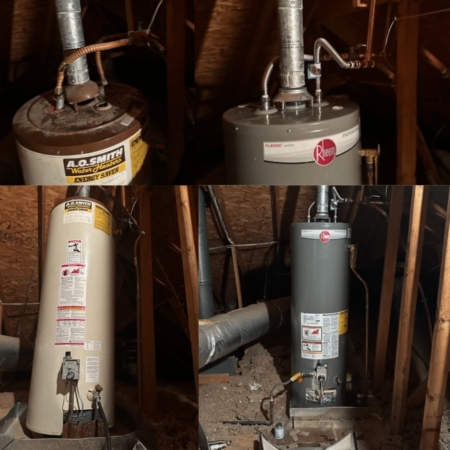 before & after a water heater job